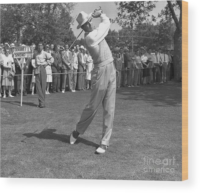 People Wood Print featuring the photograph Sam Snead Swinging Golf Club During Pga by Bettmann