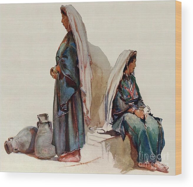 Farm Worker Wood Print featuring the drawing Studies Of Syrian Peasant Women by Print Collector