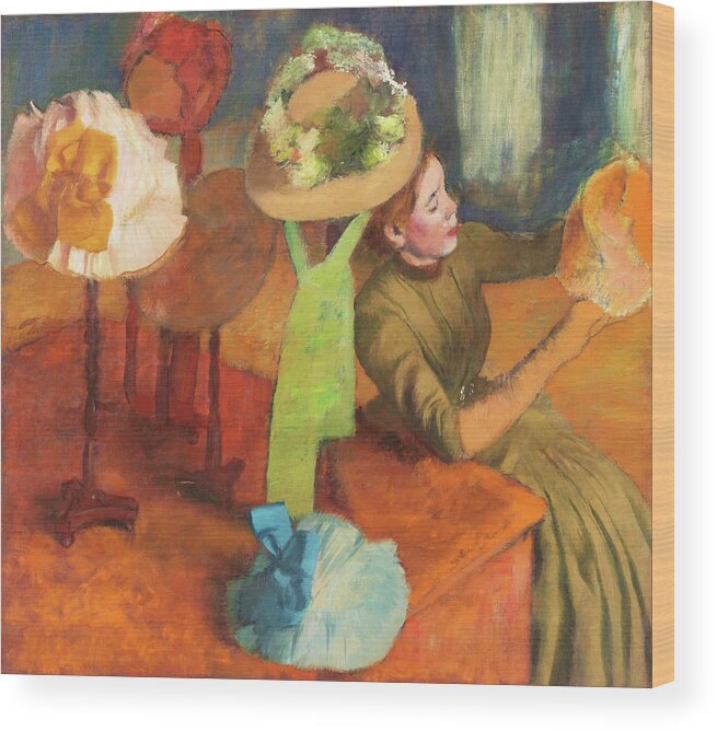 The Millinery Shop Wood Print featuring the painting The Millinery Shop - Digital Remastered Edition by Edgar Degas