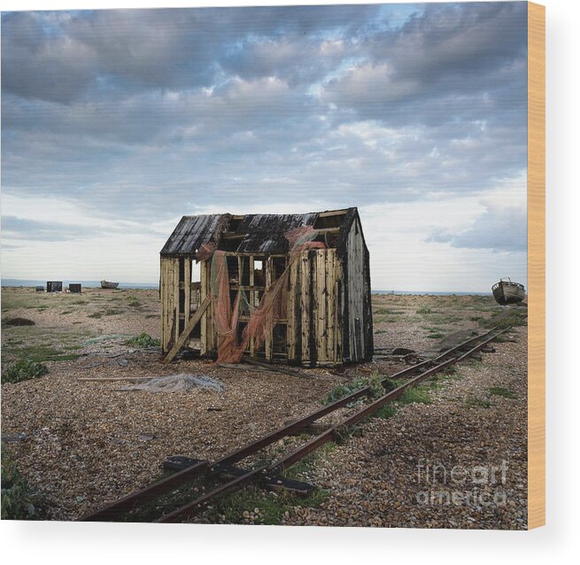 Beach Wood Print featuring the photograph The Net Shack, Dungeness Beach by Perry Rodriguez