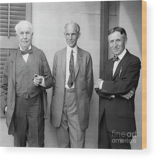 Mature Adult Wood Print featuring the photograph Thomas A. Edison With Henry Ford by Bettmann