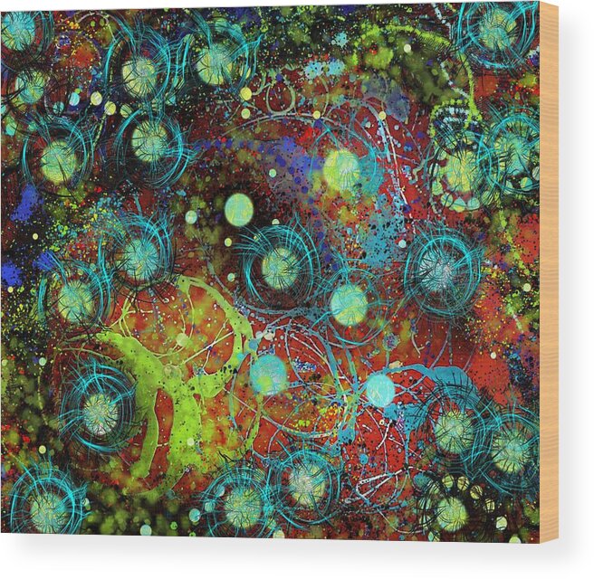 Abstract Wood Print featuring the mixed media Under The Sea Digital 3 by Joan Stratton