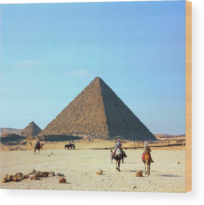 Pyramid Wood Print featuring the photograph egypt pyramids in Giza #1 by Mikhail Kokhanchikov