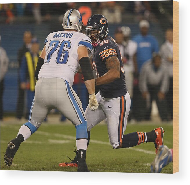 Julius Peppers Wood Print featuring the photograph Detroit Lions v Chicago Bears #102 by Jonathan Daniel