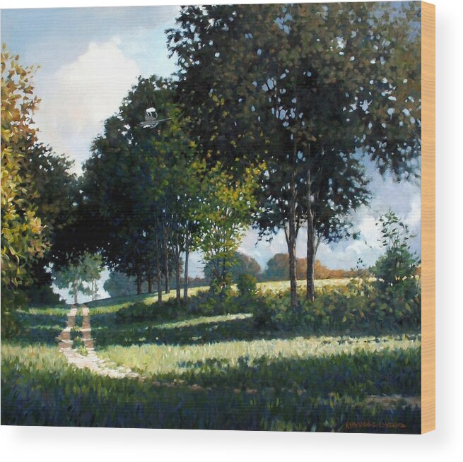Landscape Wood Print featuring the painting Mockingbird Hill #2 by Kevin Leveque