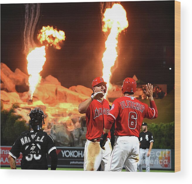 People Wood Print featuring the photograph Mike Trout #3 by Jayne Kamin-oncea