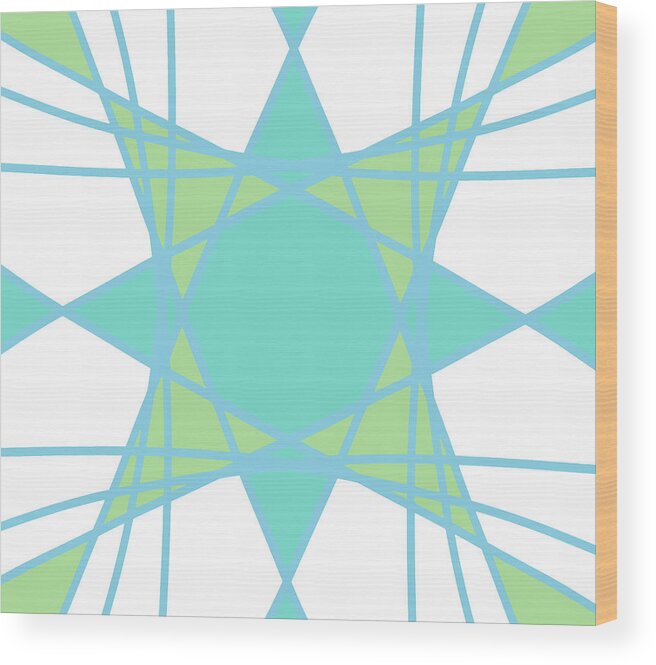 Home Decor Wood Print featuring the digital art Abstract Flower - Modern Design Pattern in Emerald Green by Patricia Awapara
