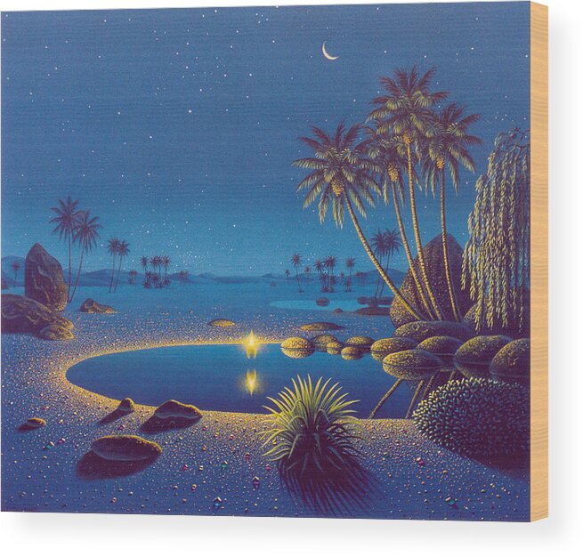 Tropical Wood Print featuring the painting Aswer in silence by Tuco Amalfi