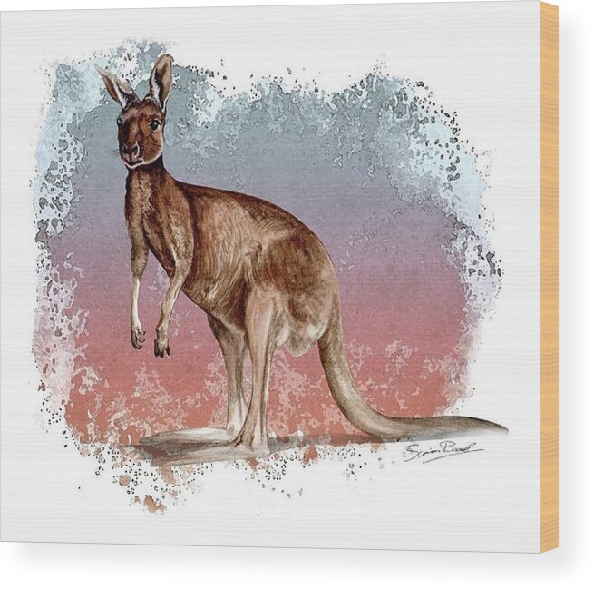 Art Wood Print featuring the painting Australian Red Kangaroo by Simon Read