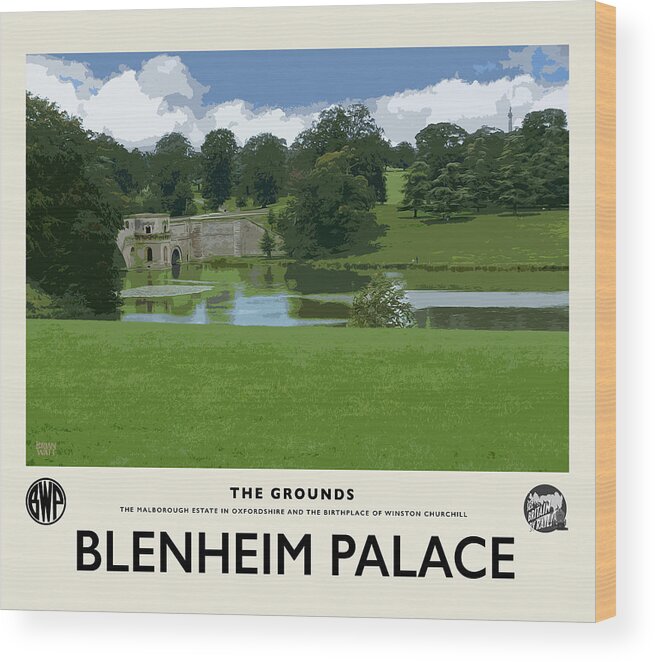 Blenheim Palace Wood Print featuring the photograph Blenheim Grounds Cream Railway Poster by Brian Watt