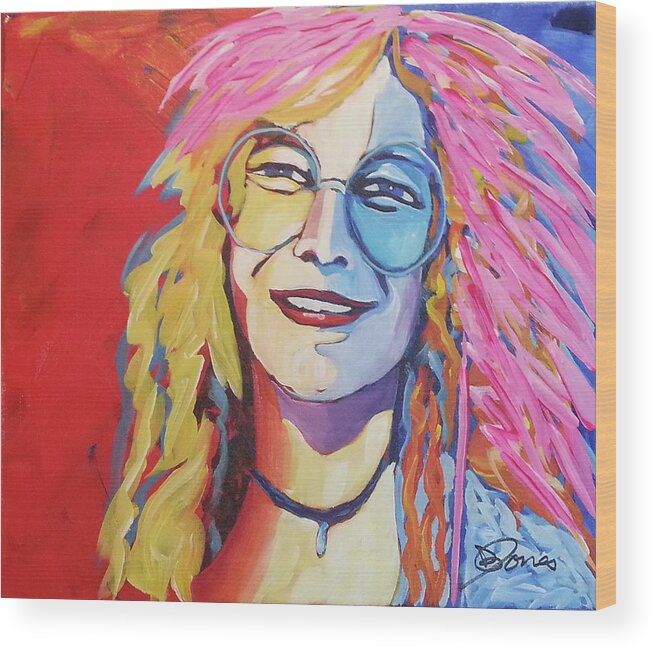 Janis Joplin Wood Print featuring the painting Busted Flat in Baton Rouge by D R Jones