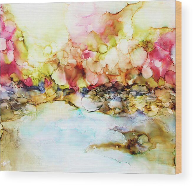 Alcohol Ink Wood Print featuring the painting Colorful Morning by Katrina Nixon