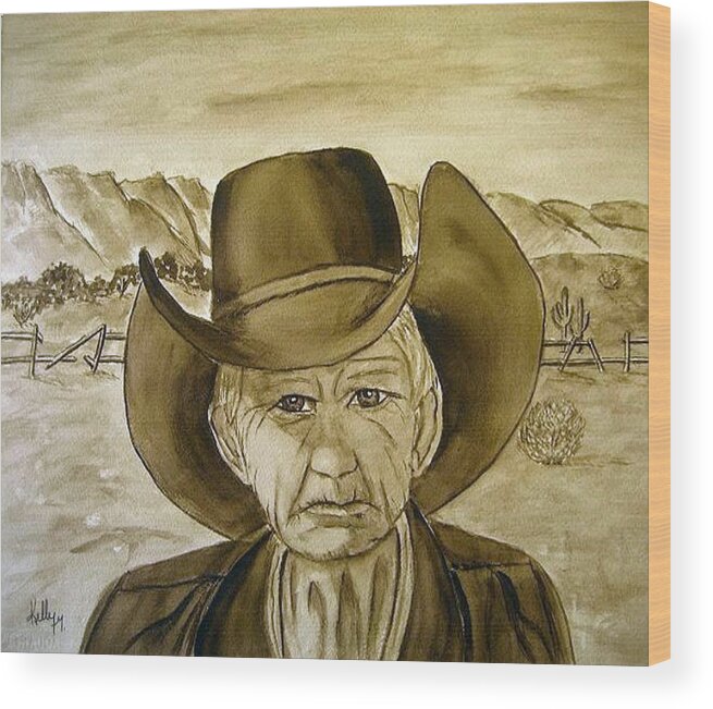 Cowboy Wood Print featuring the painting Cowboy Tex by Kelly Mills