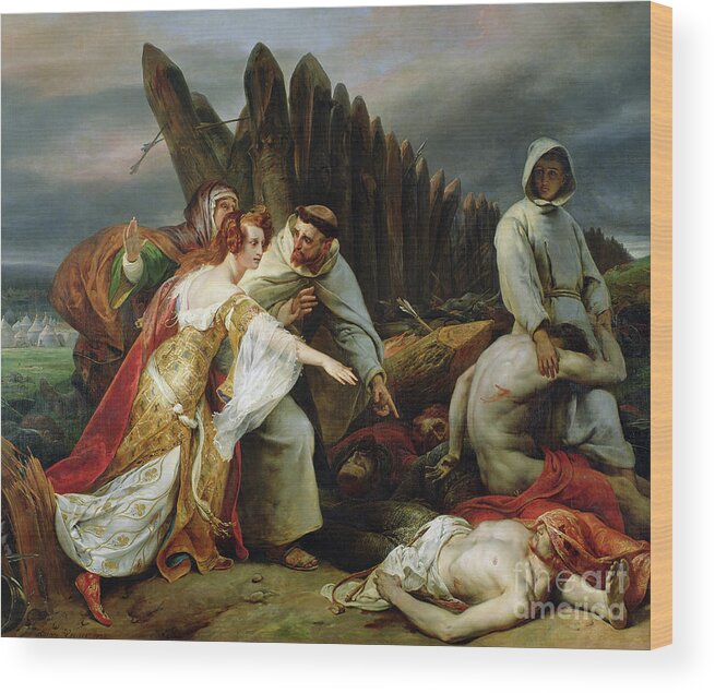 Edith Wood Print featuring the painting Edith Finding the Body of Harold by Emile Jean Horace Vernet