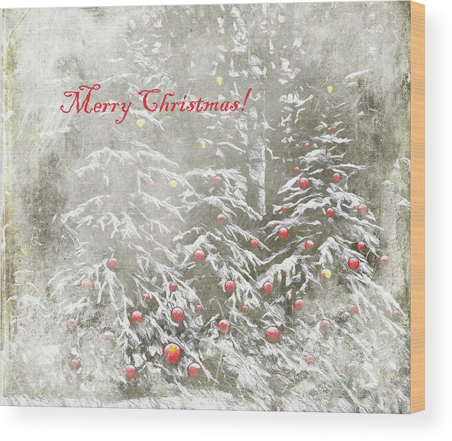 Tree Wood Print featuring the photograph Festive Forest by Kathy Bassett