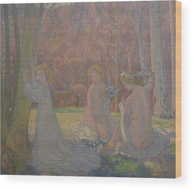  The Art Of Japan Wood Print featuring the painting Figures in a Spring Landscape by Maurice Denis