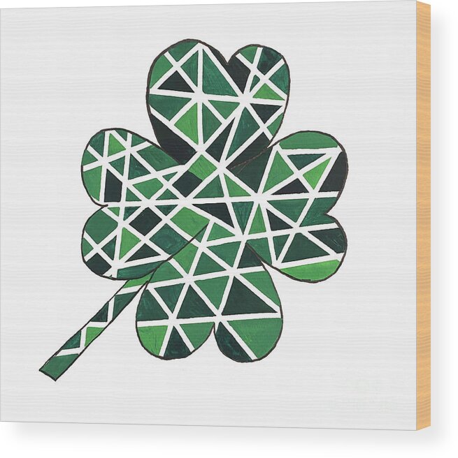 Four Leaf Clover Wood Print featuring the mixed media Four Leaf Clover by Lisa Neuman