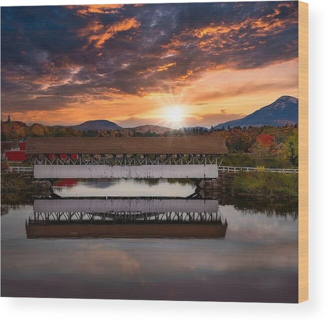 Covered Bridge Wood Print featuring the photograph Groveton Covered Bridge by Carolyn Mickulas