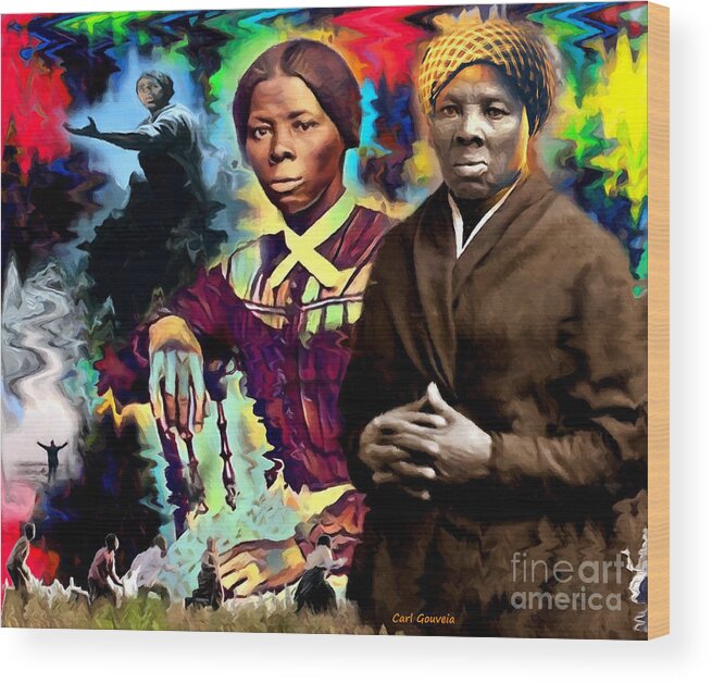 Harriet Tubman Art Wood Print featuring the mixed media Harriet Tubman by Carl Gouveia