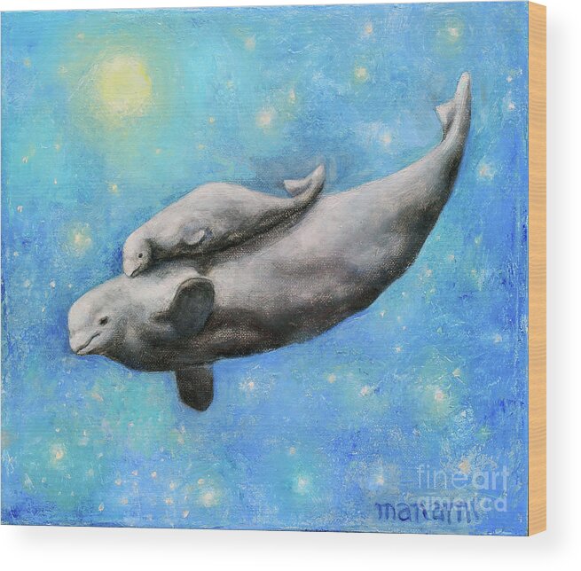 Whale Wood Print featuring the painting I Whale Love You Always by Manami Lingerfelt