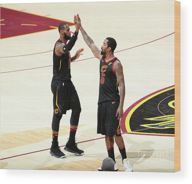 Playoffs Wood Print featuring the photograph J.r. Smith and Lebron James by Nathaniel S. Butler