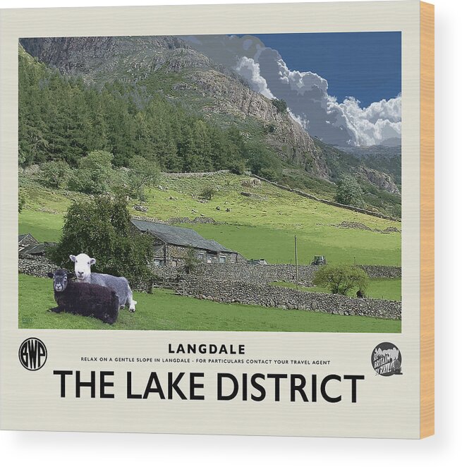 Langdale Wood Print featuring the photograph Langdale Sheep Cream Railway Poster by Brian Watt