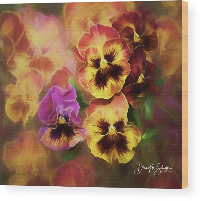 Pansies Wood Print featuring the photograph Lovely Spring Pansies by Diane Schuster