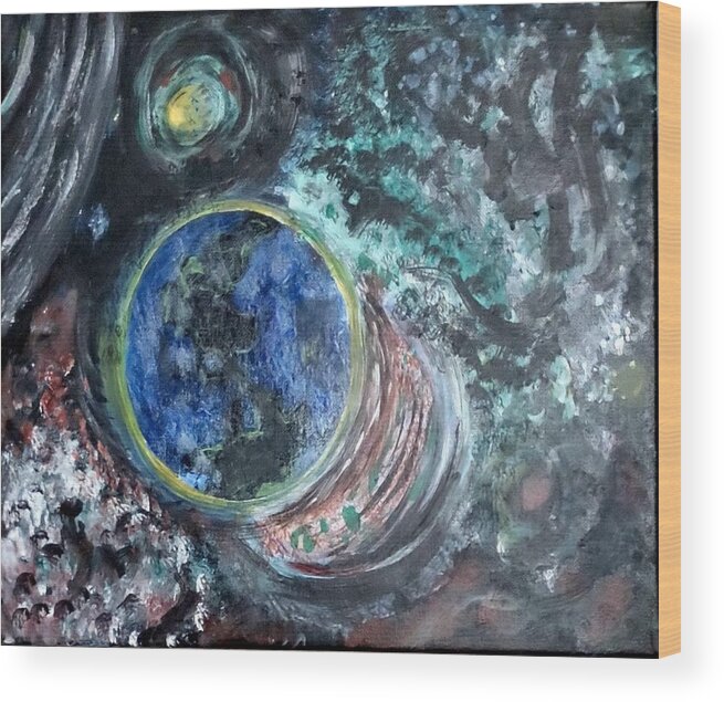 Milk Way Wood Print featuring the painting Milky Way Galaxy by Suzanne Berthier
