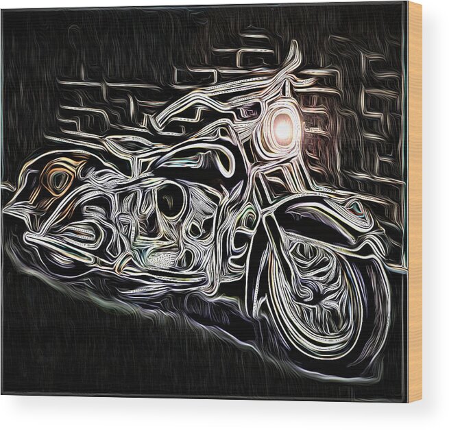 Vintage Motorcycle Wood Print featuring the digital art Night Biker by Ronald Mills