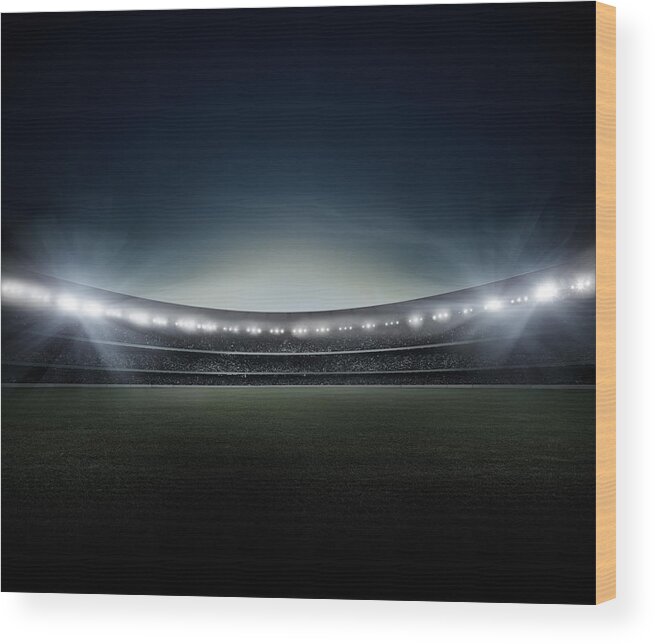 Empty Wood Print featuring the drawing Night Stadium by Aaron Foster