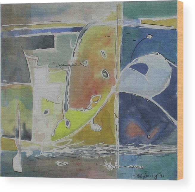 Abstract Wood Print featuring the painting On the Waterfront by Douglas Jerving
