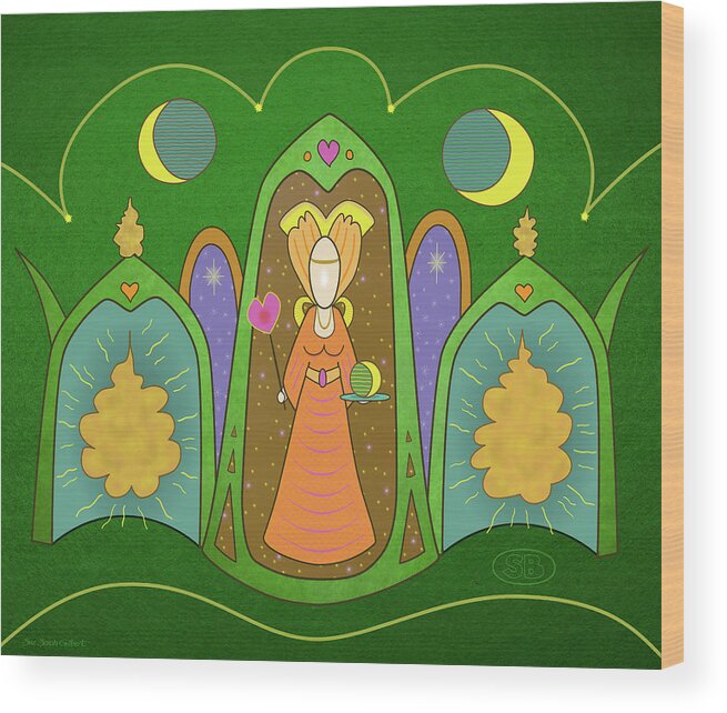 Green Wood Print featuring the digital art Our Lady of the Green by Susan Bird Artwork