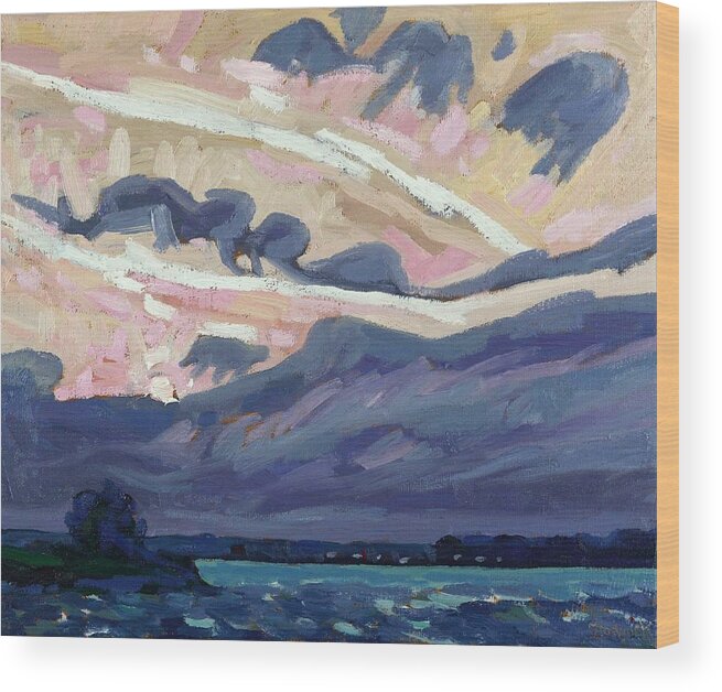 2021 Wood Print featuring the painting Portsmouth Sunrise Weather by Phil Chadwick