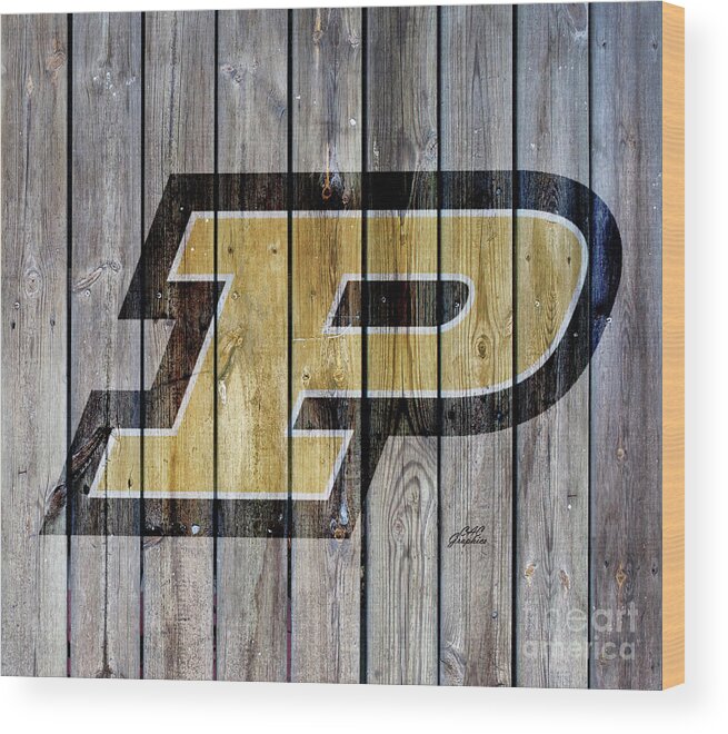 Purdue Wood Print featuring the digital art Purdue University by CAC Graphics