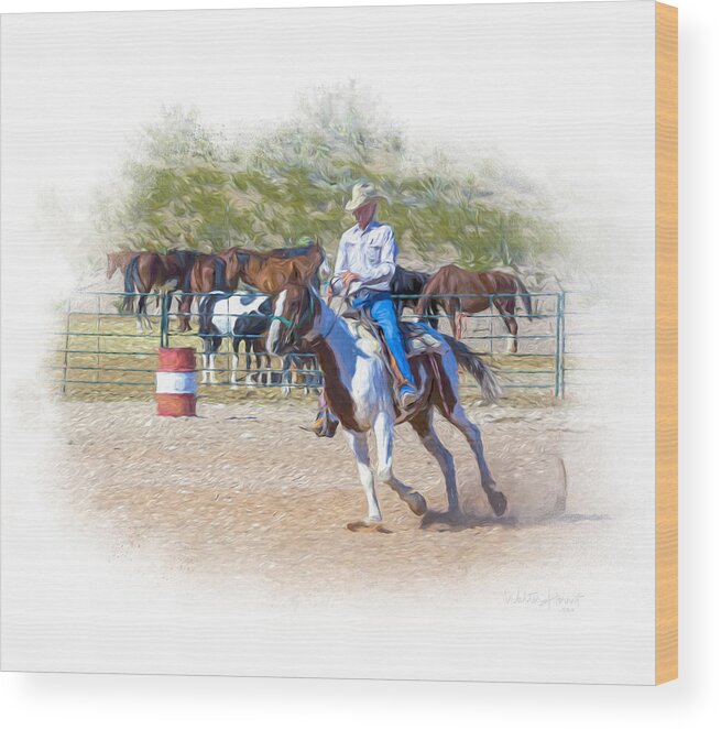 Cowboy Wood Print featuring the digital art Ranch Rider Digital Art Painting by Walter Herrit
