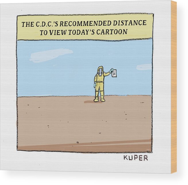 Captionless Wood Print featuring the drawing Recommended Distance by Peter Kuper