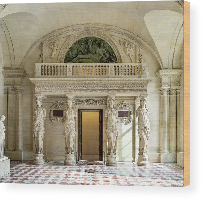 Room Of The Caryatids Louvre Paris Wood Print featuring the photograph Salle des Caryatides Louvre Paris 01 by Weston Westmoreland