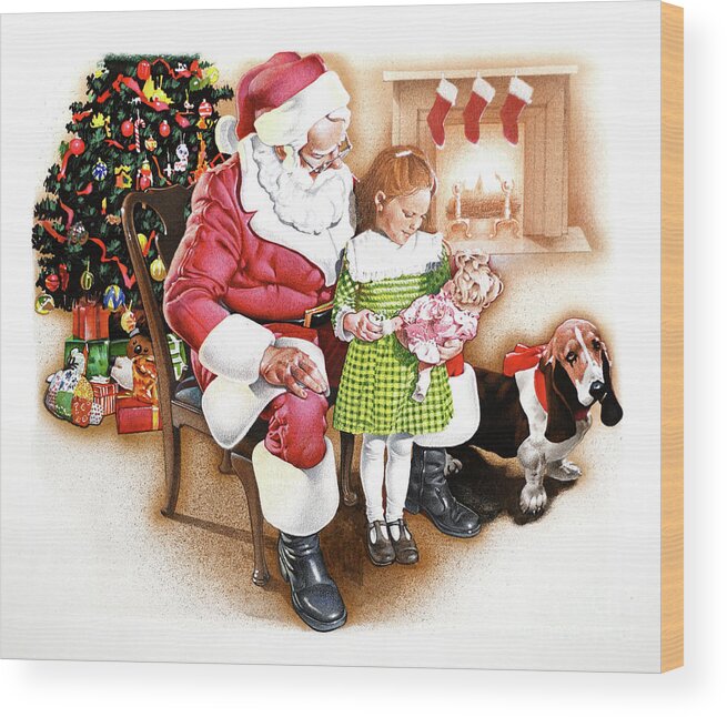 Jim Butcher Wood Print featuring the painting Santa Claus by Jim Butcher