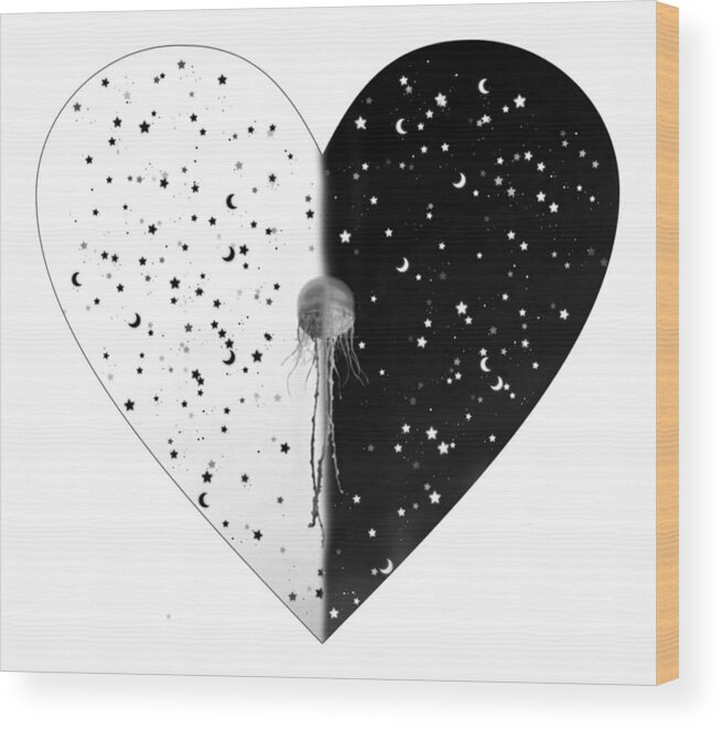 Sky Wood Print featuring the digital art SkY Heart Sweet Dreams by Auranatura Art
