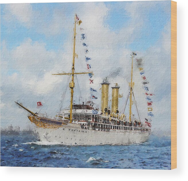 Steamer Wood Print featuring the digital art S.S. Kronprinzessin Victoria Louise by Geir Rosset