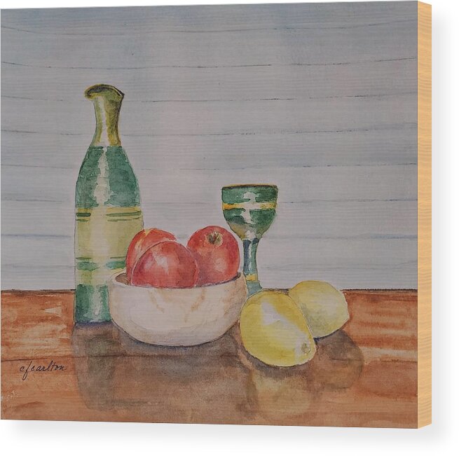 Still Life Wood Print featuring the painting Still Life with Apples and Lemons by Claudette Carlton