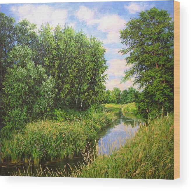 Summer Landscape Wood Print featuring the painting Summer landscape 6 by Kastsov