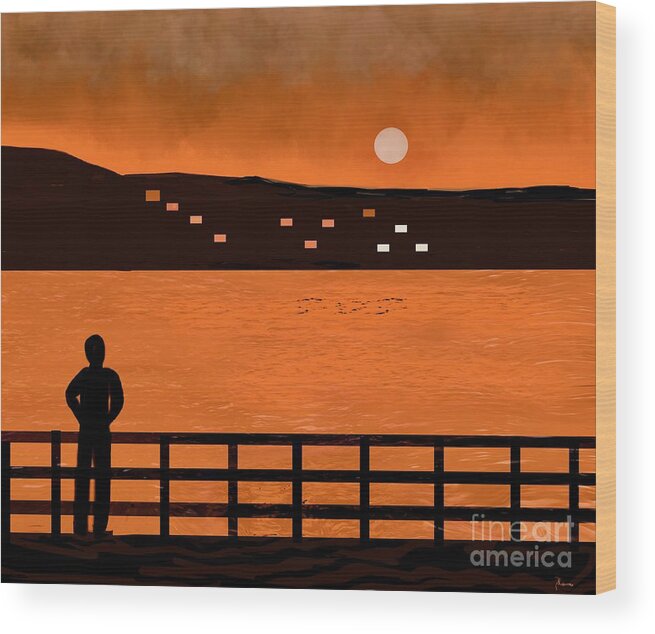 Freehand Wood Print featuring the digital art Sunset view 2 by Elaine Hayward