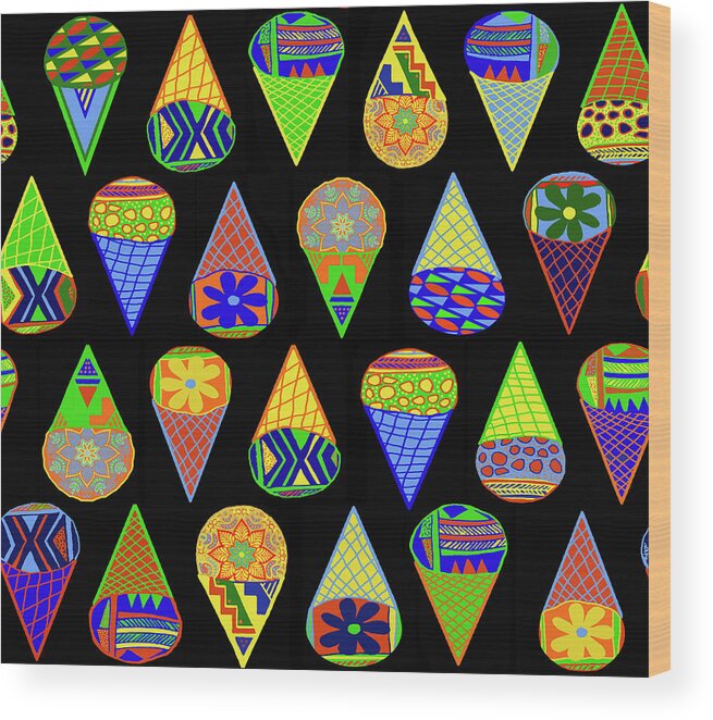 Abstract Ice Cream Cones Wood Print featuring the digital art Super Hero Ice Cream Cones by Vagabond Folk Art - Virginia Vivier