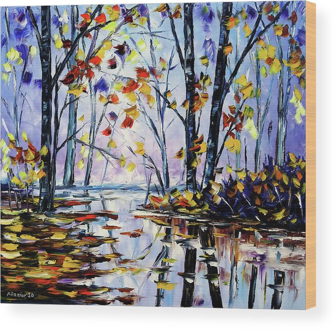 Golden Autumn Wood Print featuring the painting The Beauty Of Autumn by Mirek Kuzniar