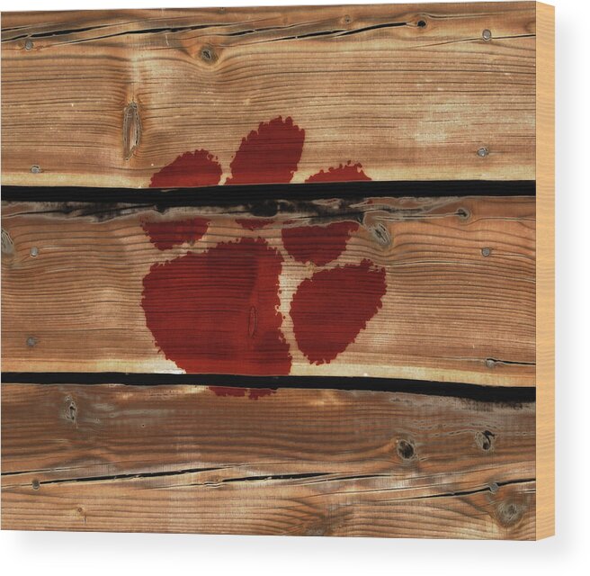Clemson Wood Print featuring the mixed media The Clemson Tigers 1a by Brian Reaves