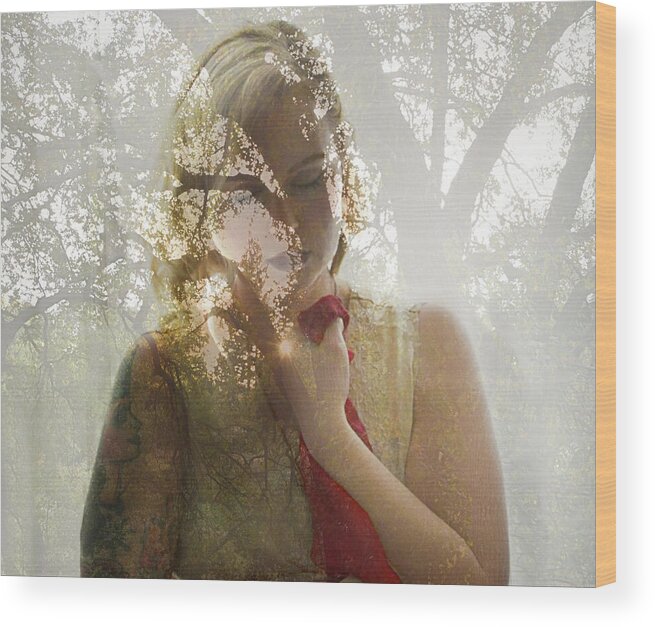 Double Exposure Wood Print featuring the photograph The Sunlight of my Soul... by Marilyn MacCrakin