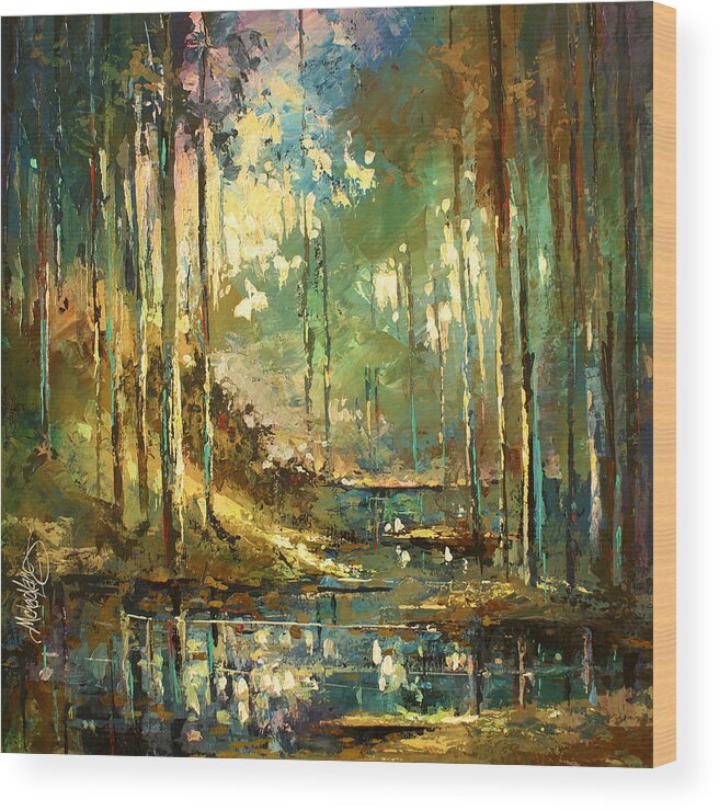 Landscape Wood Print featuring the painting 'Afternoon' by Michael Lang
