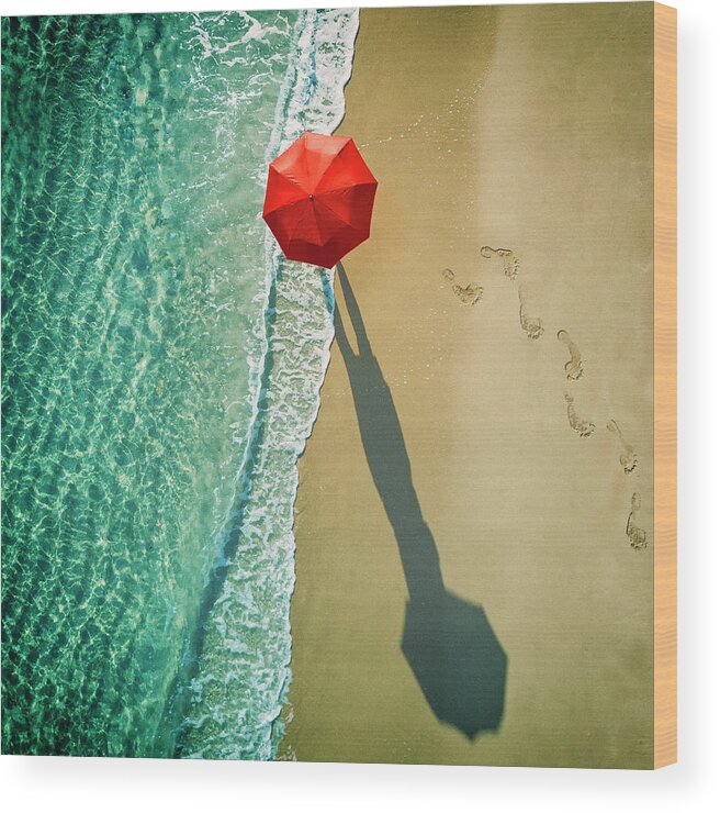 Red Wood Print featuring the photograph . Deep Water . by 