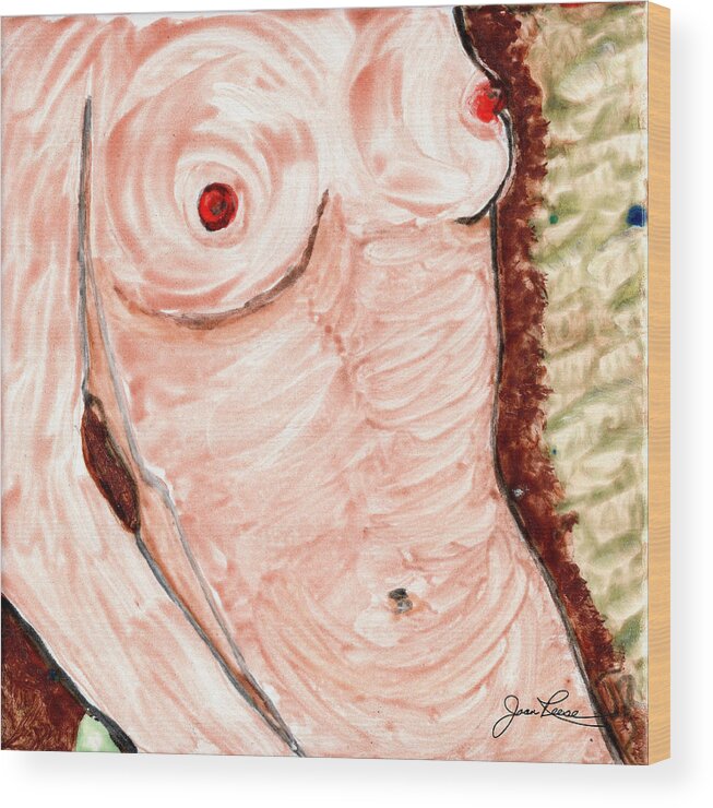 Nude Female Torso Wood Print featuring the painting Nude Female Torso by Joan Reese